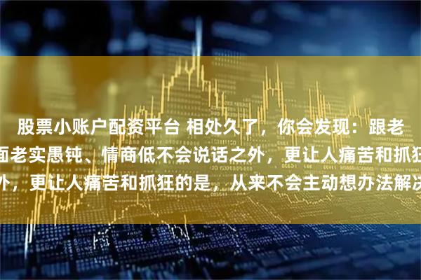 股票小账户配资平台 相处久了，你会发现：跟老实人一起相处，除了表面老实愚钝、情商低不会说话之外，更让人痛苦和抓狂的是，从来不会主动想办法解决问题